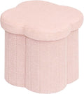 B FSOBEIIALEO Storage Ottoman Cube, Flowers Shaped Ottomans with Storage Foot Stool Footrest, Boucle Ottoman Seat for Dorm Room, Faux Teddy Fur, Pink 15"x15"x15"-Ruum Studio Home