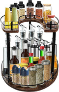 2-Tier Lazy Susan Organizer, Rotating Spice Rack with Stable Carousel Base & 4 Height Settings, Spice Rack Organizer for Cupboard Kitchen Countertop Dining Table-Ruum Studio Home