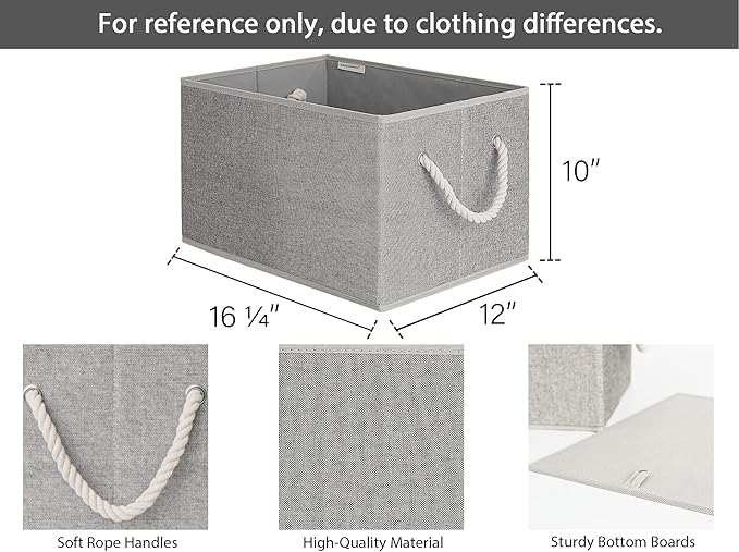 StorageWorks Storage Baskets for Shelves, Foldable Fabric Closet Storage Bins with Handles, Fabric Storage Bins Clothes Organizer, Gray, 3-Pack, Extra Large-Ruum Studio Home