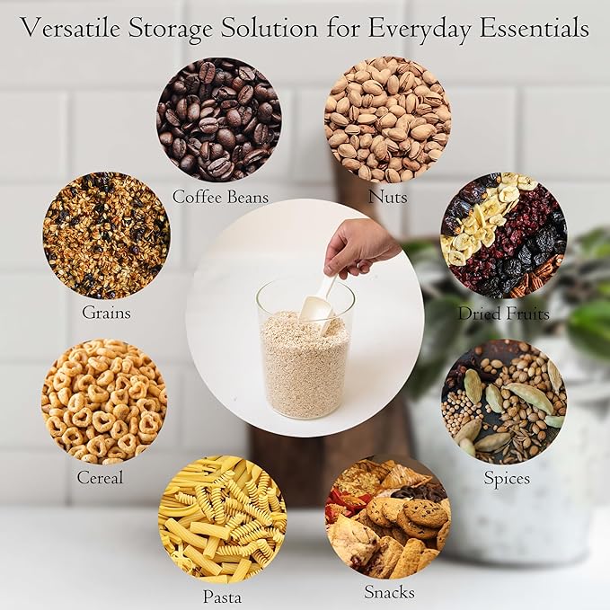 Glass Storage Jars Set Elegant Containers with Airtight Bamboo Lids, Perfect for Kitchen Organization - Flour, Rice, Pasta, Sugar, Coffee Beans, Accessories Included (2 packs(37oz / 110oz))-Ruum Studio Home