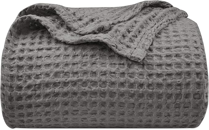PHF Ultra Soft Waffle Weave Blanket Queen Size 90"x 90"- Washed Lightweight Breathable Cozy Woven Blanket for Bed - Aesthetic Decor for Couch Bedding Sofa Home Car - Grey-Ruum Studio Home