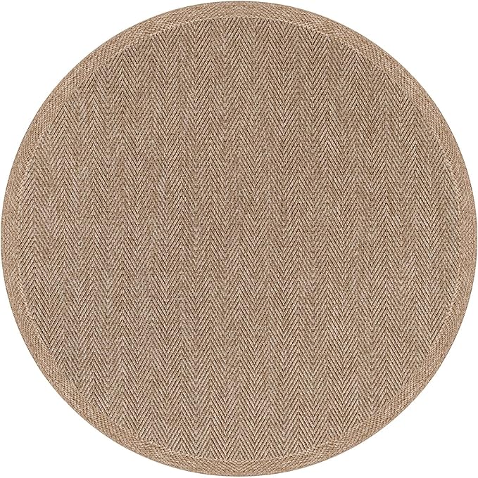 CAMILSON Easy Jute Round Rug 4ft Indoor Outdoor Natural Color Fiber Area Rugs for Living Room Patio and Kitchen Rug Herringbone Woven Design Easy-Cleaning Washable Outside Carpet Alfombras (4 Round)-Ruum Studio Home
