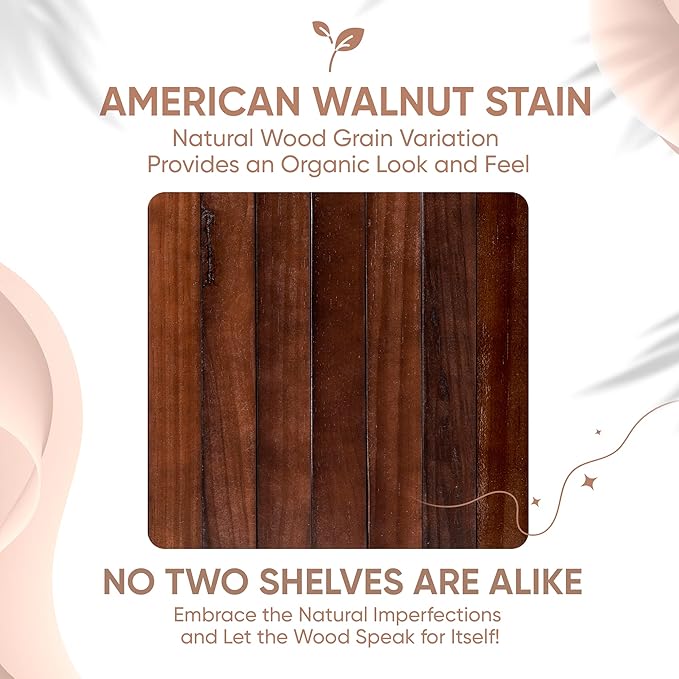 Homeforia Walnut 12 inch Floating Shelf, High End Solid Real Wood Small 12inch Floating Shelves for Wall Mounted, Dark Brown 12in Floating Shelves, Heavy Duty Bracket, 12 X 6.5 X 1.75 inches, Set of 3-Ruum Studio Home
