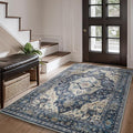 AMOAMI-3X5 Area Rug-Soft Washable Vintage Throw Accent Rugs for Living Room, Entryway, Bedroom, Kitchen, Bathroom, Laundry Room, Kitchen, Bathroom, Bedside, No Slip Blue-Ruum Studio Home