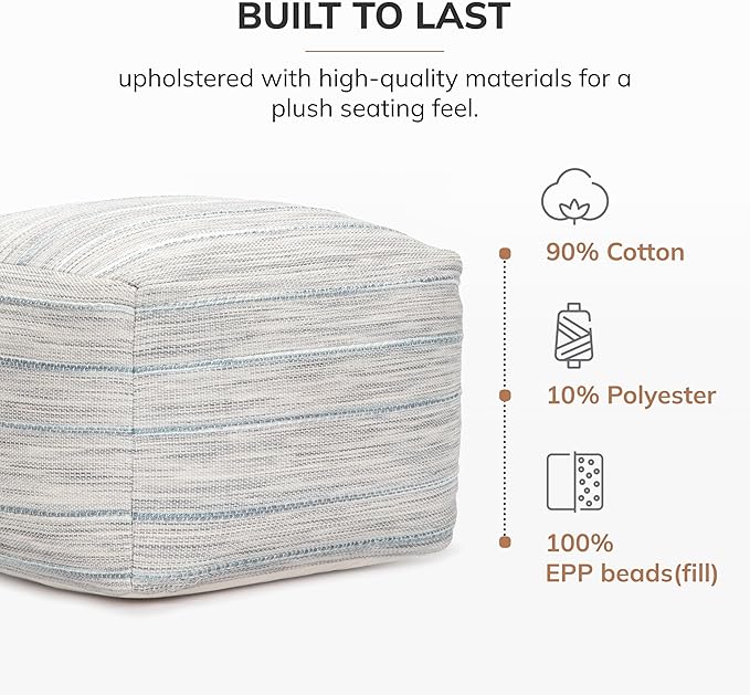 Anji Mountain 22"x22"x16" Handmade & Handcrafted Ottoman Pouf Comfortable Pouf Ottoman Foot Rest & Home Décor Accent for Living Room, Bedroom, Nursery, Kids Room, Patio-Ruum Studio Home