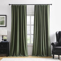 RAIN CITY Dark Olive Green Blackout Curtains 96 Inch Long with Hooks 2 Panels Set, Back Tab Drapes with Grey Backing for Track System, Modern Window Curtains for Bedroom- Loden/Olive Forest 50x96-Ruum Studio Home