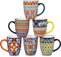 vancasso 16 oz Coffee Mugs Set of 6, Large Ceramic Mug with Handle, Boho Coffee Cups for Latte, Cappuccino & Hot Chocolate, Dishwasher & Microwave Safe Gift Set, Series SIMI-Ruum Studio Home