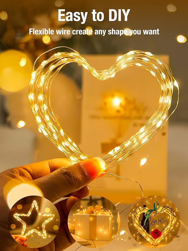 btfarm 4 Pack Fairy Lights Battery Operated with Timer, 16.4 FT 50 LED Twinkle String Lights 8 Modes Dimmable Waterproof Silver Wire for Indoor Bedroom Christmas Party Wedding Decorations, Warm White-Ruum Studio Home