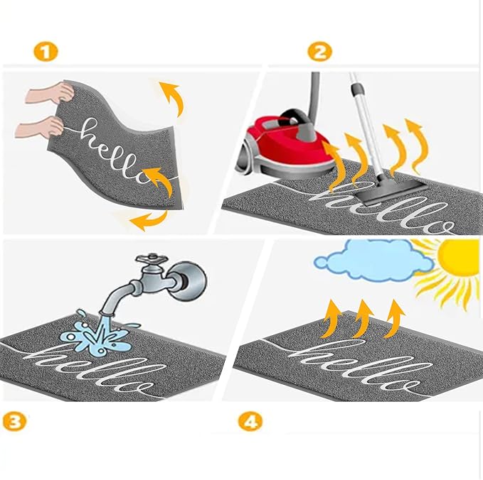 Door Mat (32"x20",Grey), Durable Welcome Mat Low Profile Floor Mat Front Doormat Non Slip Mats Entrance Rectangular Easy to Clean Doormat, for Entryway, Patio, High Traffic Areas-Ruum Studio Home