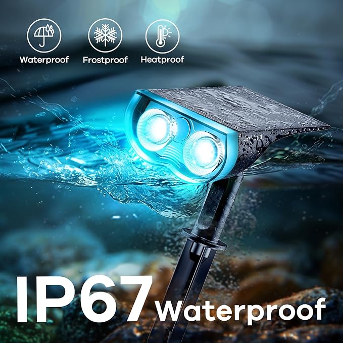 Linkind Solar Lights Outdoor Waterproof IP67, StarRay RGB Solar Spot Lights Outdoor, Color Changing Outdoor Solar Lights for Yard, Garden, Pathway, Decorations (Multicolor, 4 Pack)-Ruum Studio Home
