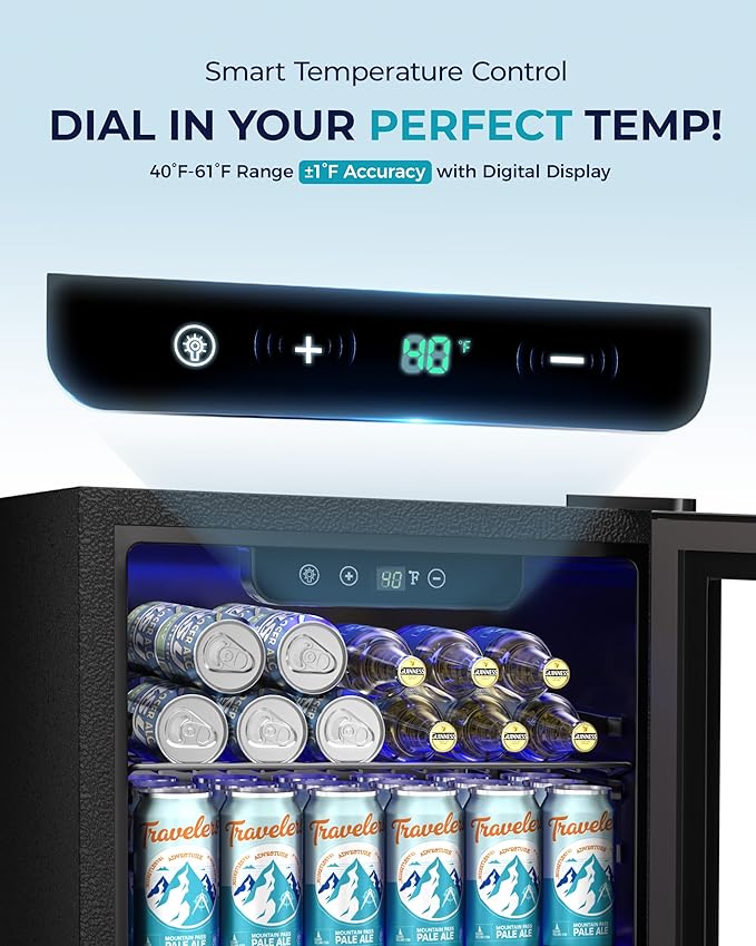 EUHOMY Beverage Refrigerator Cooler - 68 Can Mini Fridge with Glass Door for Soda, Beer, Wine, Small Refrigerator with Digital Temperature Control and Adjustable Shelves for Home Office Bar, 1.7 Cu.ft-Ruum Studio Home