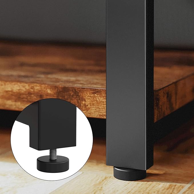 IRONCK Rustic Entryway Console Table, Long Hallway Table 55 in 3-Tier, TV Stand Entertainment Center Media Stand for Living Room, Industrial Style, Vintage Brown-Ruum Studio Home