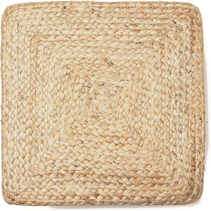 REDEARTH · Cube Pouf Foot Stool Ottoman - Jute Braided Pouffe Poof Accent Sitting - Set of 2 Footrest for The Living Room, Bedroom, Nursery, Patio, Lounge, Office - 14.5”x14.5”x16” - Natural-Ruum Studio Home