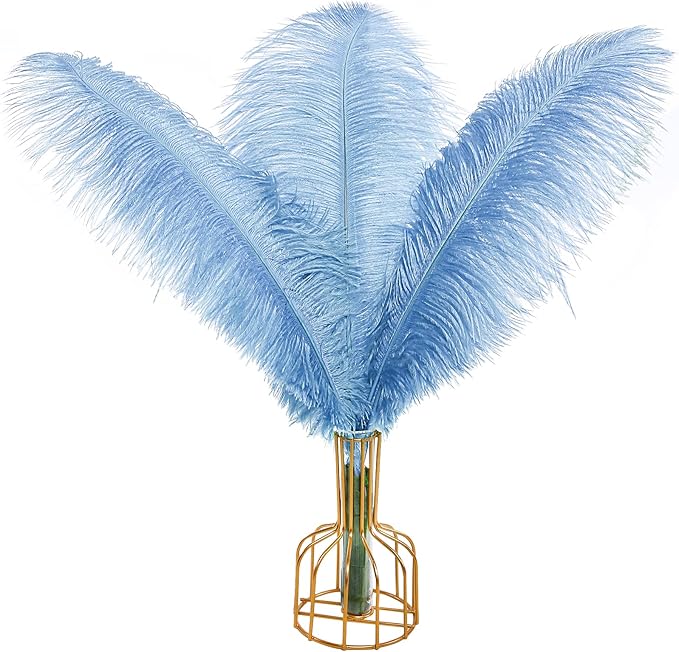 THARAHT Baby Blue Ostrich Feathers 12pcs Large Natural Bulk 12-14Inch 30cm-35cm for Wedding Party Centerpieces Easter Gatsbi and Home Decoration Feathers-Ruum Studio Home
