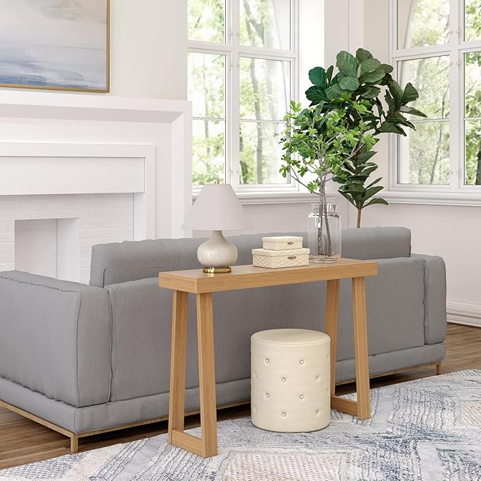 Plank+Beam Solid Wood Console Table, 46.25 Inch, Sofa Table, Narrow Entryway Table for Hallway, Behind The Couch, Living Room, Foyer, Easy Assembly, Pecan-Ruum Studio Home