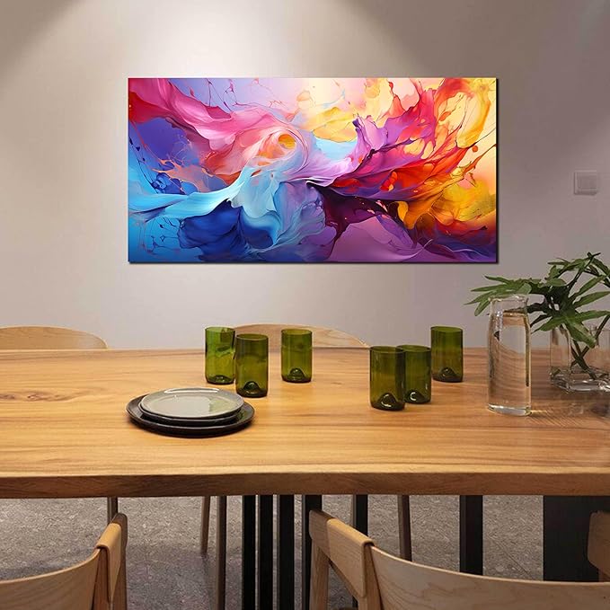 GUGIKA Abstract Wall Art for Living Room, Colorful Canvas Wall Decor for Bedroom, Picture Print, Size 48x24 Inches-Ruum Studio Home