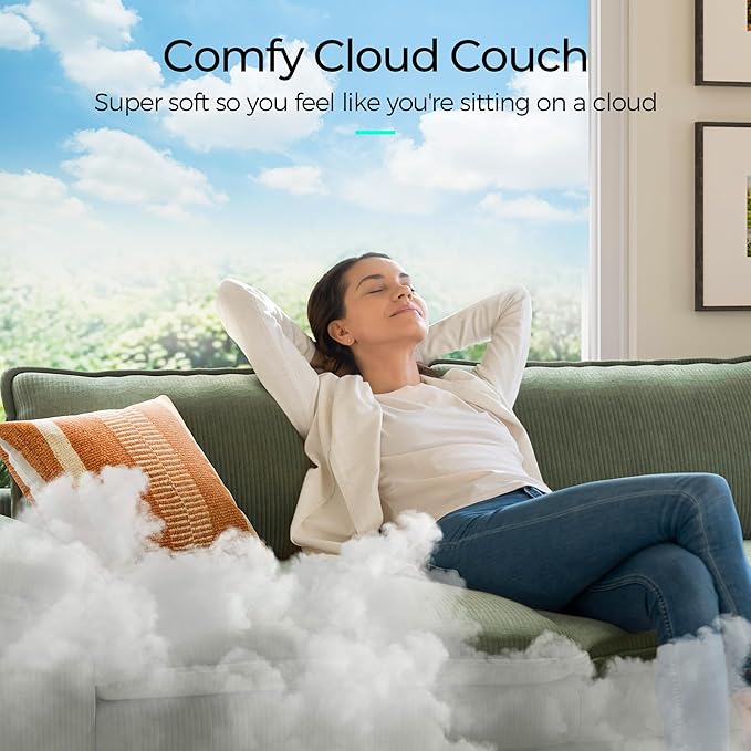 LINSY HOME Modular Sectional Sofa - 123'' Oversized Corduroy Cloud Couch L Shaped Couch with Movable Ottoman Soft Modern Comfy Sofa for Living Room Apartment Office, Green-Ruum Studio Home