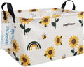 LANGYASHAN Rectangular Storage Bin Collapse Canvas Fabric Cartoon Storage Basket with Handles for Organizing Home Kitchen Boys and Girls Toys Office Closet Shelf Baskets(Rec Sunflower)-Ruum Studio Home