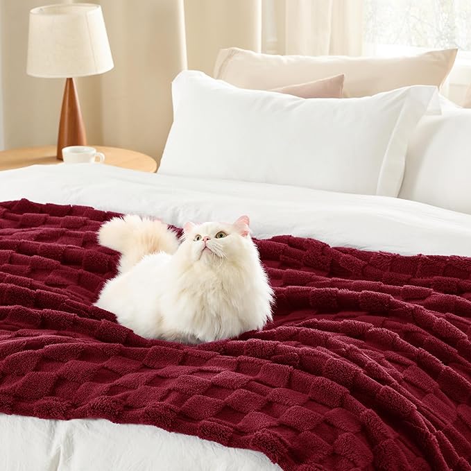 Bedsure GentleSoft Red Throw Blanket for Couch - Super Soft Cozy Blankets Gifts for Women Men Girls, Cute Small Fleece Throws for Bedroom Home Decor, 50x70 Inches-Ruum Studio Home