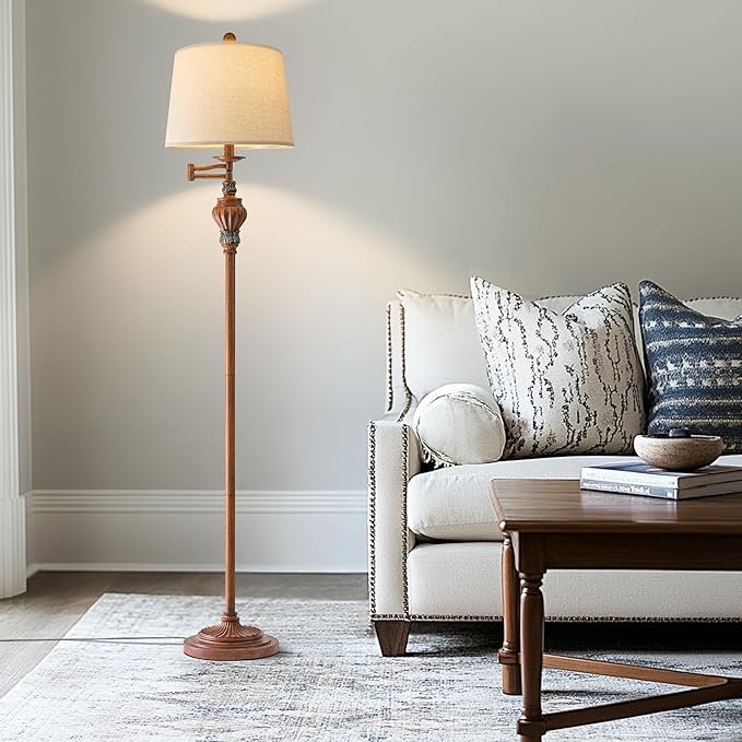 61" Vintage Floor Lamp with 350° Adjustable Swing Arm, Standing Lamp for Bedroom Living Room Bedside Tall lamp Nightstand Retro Farmhouse Mid Century Lamp Light Home Décor Office Gifts-Ruum Studio Home