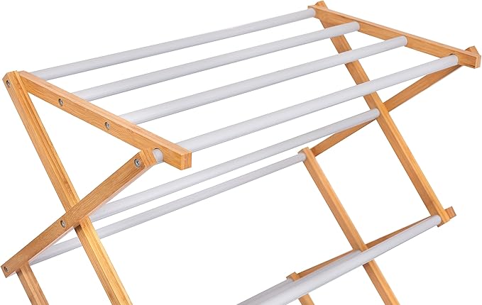 BirdRock Home Wooden Clothes Drying Rack | 3-Tier Foldable Bamboo Laundry Stand | Water-Resistant, Fully Assembled, Collapsible Indoor/Outdoor Dryer for Hanging Clothes | Grey-Ruum Studio Home