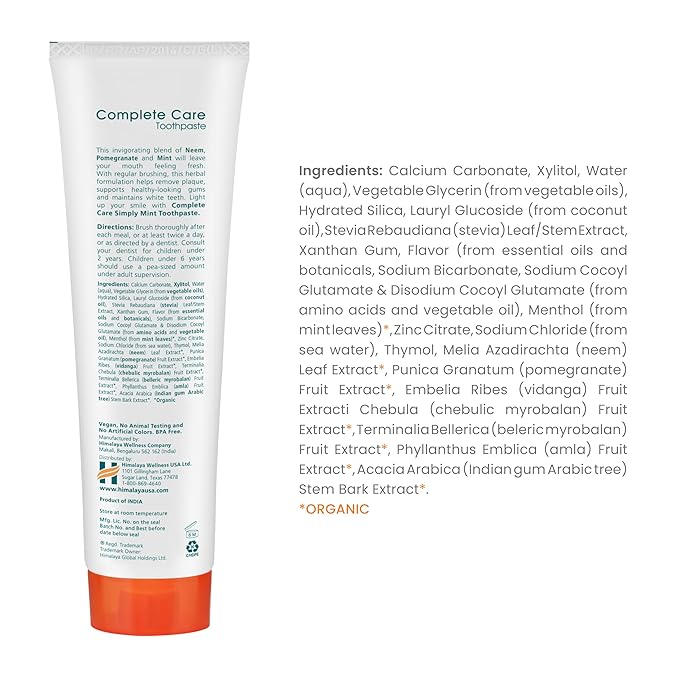 Himalaya Botanique Complete Care Toothpaste, Herbal, Mint Flavor, Fights Plaque, Freshens Breath, Fluoride Free, No Artificial Flavors, SLS Free, Cruelty Free, Foaming, 5.29 Oz, 4 Pack-Ruum Studio Home