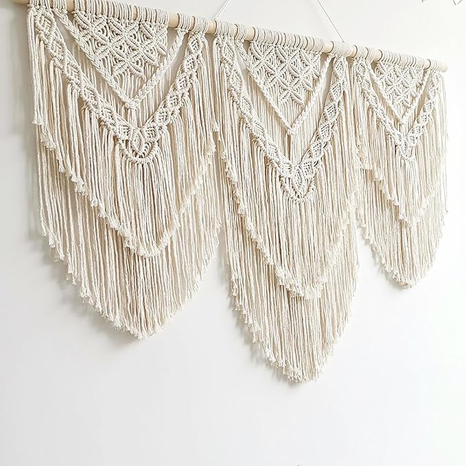 Achart Macrame Wall Hanging Large- Boho Wall Decor- large wall art- Wall Decor Living Room- Macrame Tapestry Boho Decor for Bedroom (Beige-H)-Ruum Studio Home