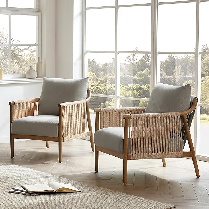 CHITA Braid Armchair, Modern Accent Chair for Living Room, Light Grey-Ruum Studio Home