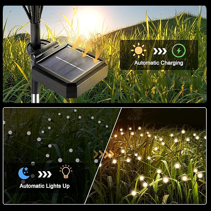 Solar Lights Outdoor Decoration, Waterproof Xmas Outdoor Lights Decor for Yard, Patio, Garden, and Front Porch, 80 LEDs Swing with The Wind (8 Pack, Warm White)-Ruum Studio Home