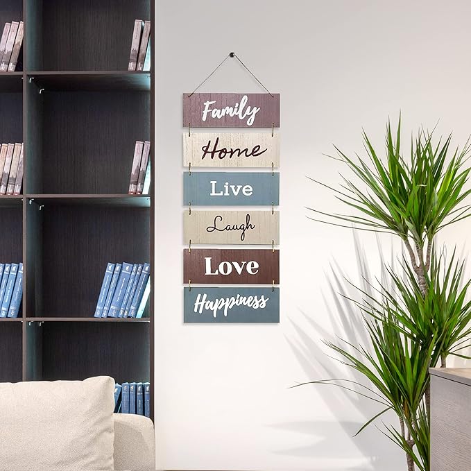 Hanging Wall Decor Sign - Welcome Vertical Wall Art Decorations, Rustic Home Accessories for Living Room, Bedroom, Family, Dining, and Kitchen, Outdoor Signs for House, Live, Laugh, Love Plaques-Ruum Studio Home