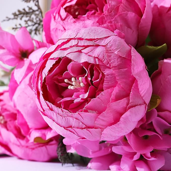 Duovlo Springs Flowers Artificial Silk Peony Bouquets Wedding Home Decoration,Pack of 1 (Spring Peach Pink)-Ruum Studio Home