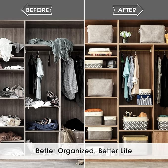TheWarmHome Storage Bins - 3PCS Fabric Storage Baskets for Organizing Shelves | Large Basket Closet Organizer for Home Shelf Dog Laundry Organization | Collapsible Storage Cubes W/Handles-Ruum Studio Home