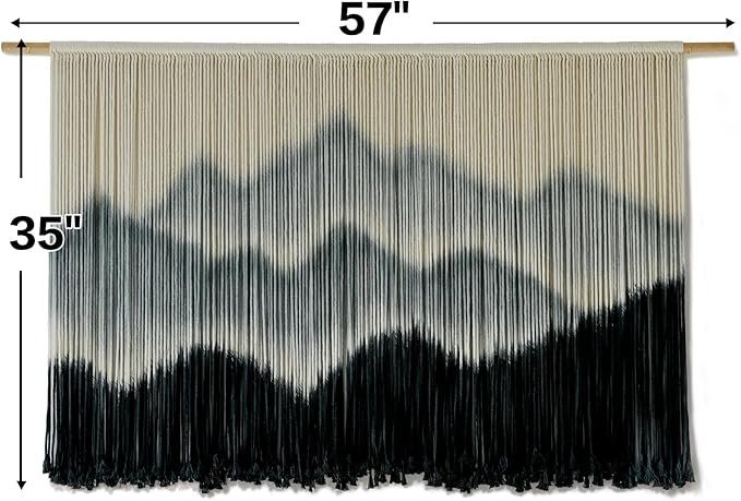 IOWER Macrame Wall Hanging Mountain Dip-Dyed Macrame Wall Decor Large Modern Fiber Art Boho Wall Decor 57" Wx35 L-Ruum Studio Home