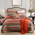 NEWLAKE Striped Classical Cotton 3-Piece Patchwork Bedspread Quilt Sets, King Size-Ruum Studio Home