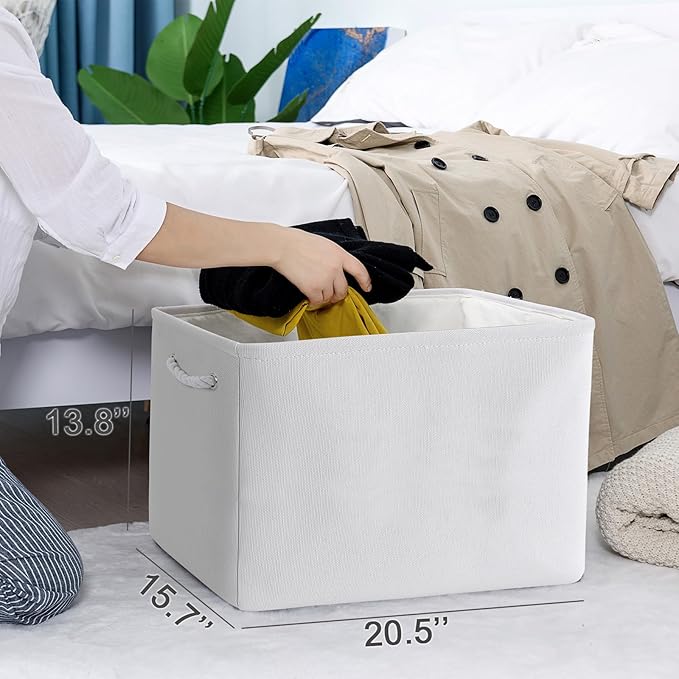 TheWarmHome Organization and Storage Basket for Shelves - Extra Jumbo 3 Pack 20.5x15.8x13.8 inch Cube Storage Bins for Toy Closet Box Home Organizer Gift (White)-Ruum Studio Home