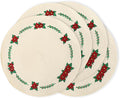 Whaline 4Pcs Round Christmas Flower Placemats Embroidered Xmas Poinsettia Place Mats Decorative Dinner Table Mats for Holiday Party Decor-Ruum Studio Home