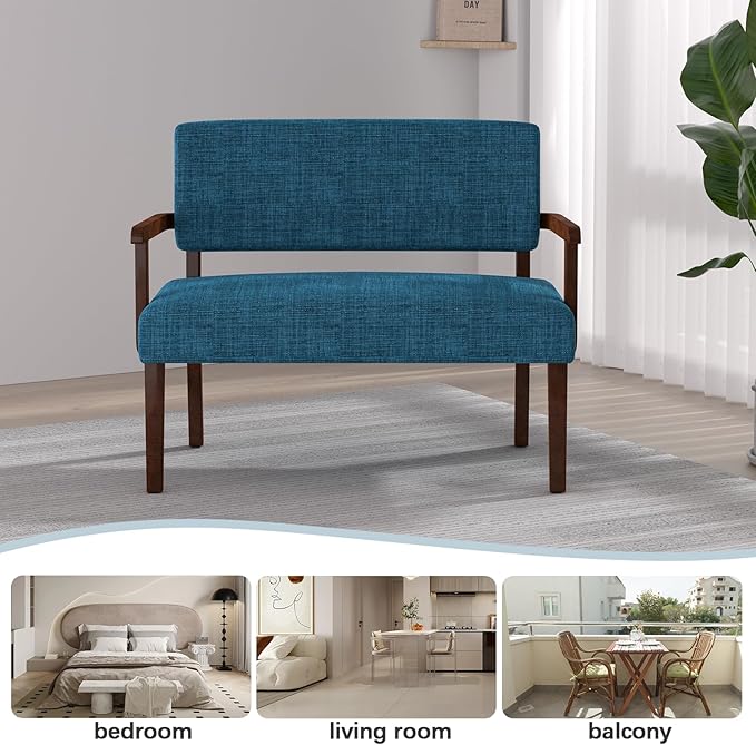 Accent Chair 2 Seat, Arm Chairs with Soft Seat and Armrests for Living Room, Love seat for Dining, Reading, and Waiting Rooms (Blue)-Ruum Studio Home