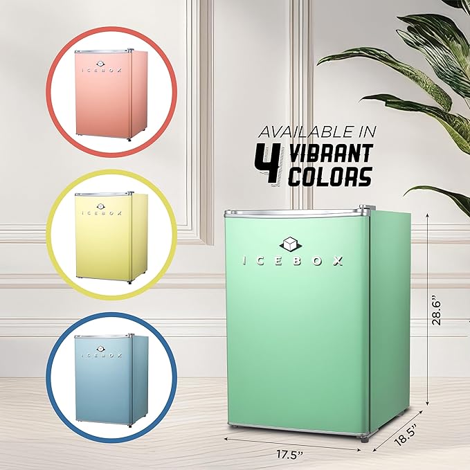 IBCR25MNT Compact, Energy Star Certified Small, Single Door Mini Fridge with Freezer Refrigerator, Large (2.5 cu ft), Mint Green-Ruum Studio Home