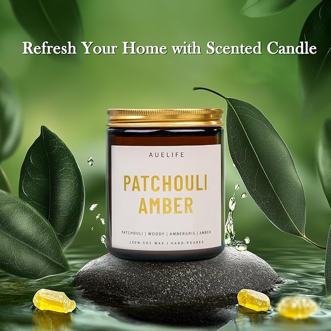 Scented Candles for Home - Amber Patchouli Candle | Aromatherapy Candle Gift for Women & Men, Soy Candles for Home Scented - 7oz, Soy Wax, Patchouli Scent Home Fragrance-Ruum Studio Home