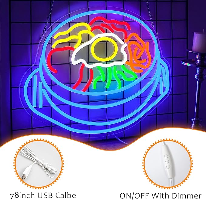 LISIGNVE Bibimbap Neon Sign USB Korean Food Led Light Up Sign Korean Bibimbap Neon Light for Restaurant Kitchen Diner Room Business Wall Decor(16.5”*12.6”)-Ruum Studio Home