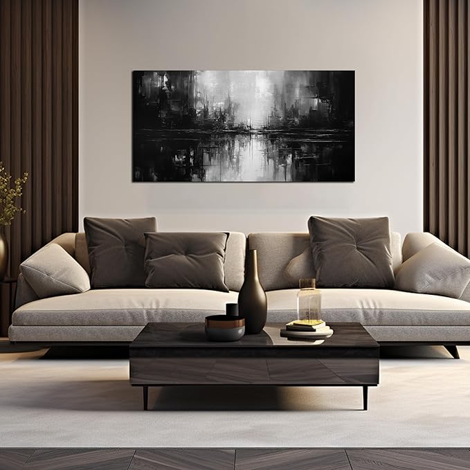 Abstract Wall Pictures for Living Room,Black Art Paintings for Wall Office Wall Art Bedroom Wall Decor 20 x 40 Inch-Ruum Studio Home