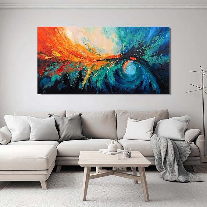 Canvas Wall Art Decor Modern Wall Art Pictures For Living Room Blue Green Wall Art Decor Canvas Abstract Art Work Colorful Abstract Wall Art Paintings Prints For Home Office Room Wall Decor 24" x 48"-Ruum Studio Home