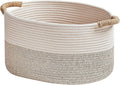 Storage Baskets for Organizing | 15"x10.2"x9.1" - 1 Pack Nursery Bin with Handles - Woven Cotton Rope Baskets for Dog Toys, Books, Shelf, Bathroom,Closet -Stylish Storage | White & Beige-Ruum Studio Home