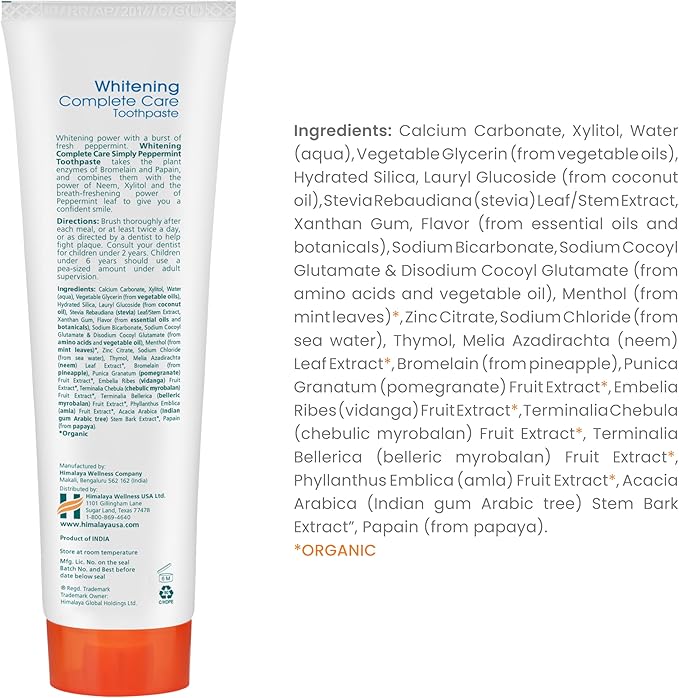 Himalaya Botanique Complete Care Whitening Toothpaste, Simply Peppermint, Fluoride Free for a Clean Mouth, Whiter Teeth and Fresh Breath, 5.29 oz, 2 Pack-Ruum Studio Home
