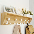 SKOLOO Wall Shelf with Hooks, 35-Inch Coat Rack Wall Mount with Shelf Organizer - Lightweight & Sturdy, 5 Tri Hooks - Perfect for Entryway, Hallway, Living Room, Bedroom, Mudroom, Natural & White-Ruum Studio Home