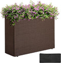 IDZO All Weather Wicker Planter Raised Garden Bed, 24 in Tall Round Rattan Flower Pots, Durable Self-Watering Indoor Outdoor Wicker Planters for Porch Patio Balcony-Ruum Studio Home
