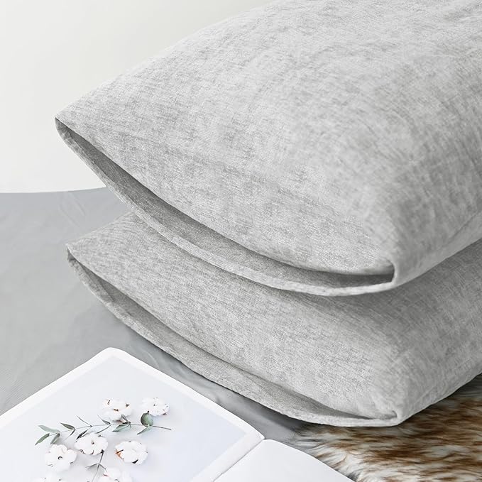 CaliTime Throw Pillow Covers Decorative 20 X 26 Inches Pack of 2 Cozy Chenille Standard Pillow Shams Cases for Couch Sofa Bed Living Room Home Moonbeam Gray-Ruum Studio Home