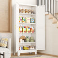 White Pantry Storage Cabinet,71" Kitchen Pantry with Doors and 4 Adjustable Shelves, Metal Storage Cabinet, for Office, Home, Garage, School-Ruum Studio Home