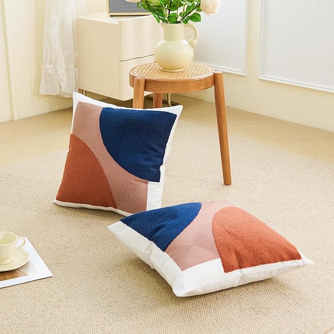 HOdo Home 2PCS 18x18 Inch Pillow Covers-Throw Pillow Cover,Tufted Boho Jacquard Pillow Covers,Farmhouse Decorative Pillow Cover,Pillow Cases for Couch,Sofa,Bed,Chair,Living Room,Home Decor-Ruum Studio Home