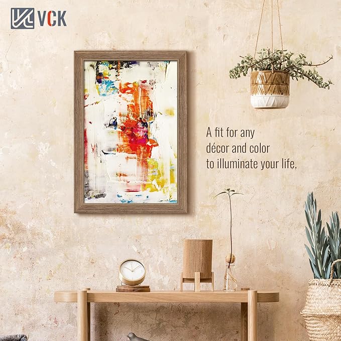 VCK 12x18 Frame 3 Pack - Brown Walnut, Natural Textured Solid Wood Poster Picture Frame, Wall Gallery Frame-Ruum Studio Home